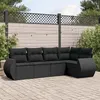 Image de vidaXL Salon de Jardin avec Coussins 5 pcs, Canapés de Terrasse, Ensemble de Meubles de Patio, Mobilier d'Extérieur, Noir 3221324