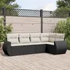 Image de vidaXL Salon de Jardin avec Coussins 5 pcs, Canapés de Terrasse, Ensemble de Meubles de Patio, Mobilier d'Extérieur, Noir 3221325