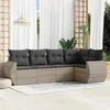 Image de Salon de jardin modulable Vidaxl resine tressee gris 5 pieces x 71 x 69