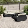 Image de vidaXL Salon de Jardin avec Coussins 9 pcs, Canapés de Terrasse, Ensemble de Meubles de Patio, Mobilier d'Extérieur, Noir 3221625