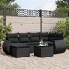 Image de Salon de jardin modulable vidaxl 6 personnes 7 pieces resine tressee 62 x 62 x 69 cm noir