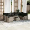 Image de Salon de jardin modulable Vidaxl resine tressee gris 10 pieces x 71 x 69 9 personnes