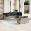 Image de vidaXL Salon de Jardin avec Coussins 9 pcs, Canapés avec Dossier, Ensemble de Meubles, Mobilier de Terrasse Patio, Gris 3221821
