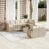 Image de vidaXL Salon de Jardin avec Coussins 10 pcs, Canapés de Terrasse, Ensemble de Meubles de Patio, Mobilier d'Extérieur, Beige 3221827