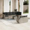 Image de vidaXL Salon de Jardin avec Coussins 10 pcs, Canapés avec Dossier, Ensemble de Meubles, Mobilier de Terrasse Patio, Gris 3221831