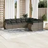 Image de Salon de jardin 9 pcs avec coussins gris résine tressée