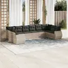 Image de vidaXL Salon de Jardin avec Coussins 10 pcs, Canapés avec Dossier, Ensemble de Meubles, Mobilier de Terrasse Patio, Gris 3221871