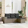 Image de Salon de jardin modulable Vidaxl resine tressee gris 4 pieces x 83 x 69 4 personnes