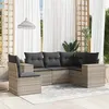 Image de vidaXL Salon de Jardin avec Coussins 5 pcs, Canapés de Patio, Ensemble de Meubles, Mobilier de Terrasse Exterieur, Gris 3222571