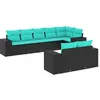 Image de Salon de jardin modulable - Lot de 8 pièces - résine tressée noir 62 x 62 x 69 cm
