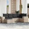 Image de vidaXL Salon de Jardin avec Coussins 6 pcs, Canapés de Patio, Ensemble de Meubles, Mobilier de Terrasse Exterieur, Gris 3222861