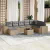 Image de Salon de jardin modulable vidaxl resine tressee 8 personnes 9 pieces 62 x 62 x 69 cm beige