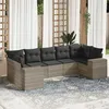 Image de vidaXL Salon de Jardin avec Coussins 7 pcs, Canapés de Patio, Ensemble de Meubles, Mobilier de Terrasse Exterieur, Gris 3222991