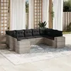Image de vidaXL Salon de Jardin avec Coussins 9 pcs, Canapés de Patio, Ensemble de Meubles, Mobilier de Terrasse Exterieur, Gris 3223001