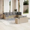 Image de vidaXL Salon de Jardin avec Coussins 9 pcs, Canapés de Terrasse, Ensemble de Meubles de Patio, Mobilier d'Extérieur, Beige 3223018