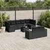 Image de vidaXL Salon de Jardin avec Coussins 10 pcs, Canapés de Terrasse, Ensemble de Meubles de Patio, Mobilier d'Extérieur, Noir 3223024