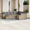 Image de vidaXL Salon de Jardin avec Coussins 10 pcs, Canapés de Terrasse, Ensemble de Meubles de Patio, Mobilier d'Extérieur, Beige 3223058