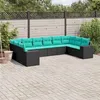 Image de Salon de jardin modulable GENERIQUE resine tressee noir 10 pieces 62 x 62 x 69 cm