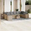 Image de Salon de jardin modulable vidaxl resine tressee 2 personnes beige 62 x 62 x 69 cm 11 pieces