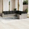 Image de vidaXL Salon de Jardin avec Coussins 10 pcs, Canapés de Patio, Ensemble de Meubles, Mobilier de Terrasse Exterieur, Gris 3223111