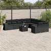 Image de Salon de jardin modulable Vidaxl noir 11 pieces 10 personnes 62 x 62 x 69 cm resine tressee