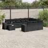 Image de vidaXL Salon de Jardin avec Coussins 11 pcs, Canapés de Terrasse, Ensemble de Meubles de Patio, Mobilier d'Extérieur, Noir 3223124