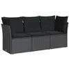 Image de Salon de jardin vidaXL 3 pcs avec coussins noir résine tressée