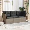 Image de Salon de jardin modulable vidaxl resine tressee 3 pieces gris 62 x 62 x 69 cm 3 personnes