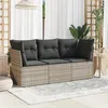 Image de Salon de jardin modulable Vidaxl resine tressee gris 3 pieces x 179 x 69