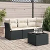 Image de Salon de jardin modulable GENERIQUE resine tressee noir 4 pieces 62 x 62 x 69 cm 3 personnes