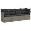 Image de Salon de jardin vidaXL 4 pcs avec coussins gris résine tressée