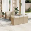 Image de Salon de jardin vidaXL avec coussins 6 pcs beige résine tressée