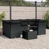 Image de vidaXL Salon de jardin 7 pcs avec coussins noir résine tressée 3217265