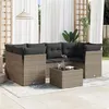 Image de vidaXL Salon de jardin avec coussins 7 pcs gris résine tressée 3217270