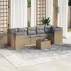 Image de Salon de jardin modulable vidaxl rotin beige 8 pieces 62 x 62 x 69 cm 7 personnes