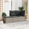 Image de Salon de jardin modulable Vidaxl resine tressee gris 3 pieces 62.0 x 62 x 69
