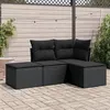 Image de vidaXL Salon de jardin 4 pcs avec coussins noir résine tressée 3217475