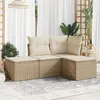Image de Salon de jardin modulable vidaxl rotin 4 personnes 4 pieces 62 x 62 x 69 cm beige