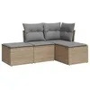 Image de Salon de jardin vidaXL avec coussins 4 pcs beige résine tressée