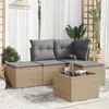 Image de Salon de jardin modulable vidaxl resine tressee 4 personnes 5 pieces 62 x 62 x 69 cm beige
