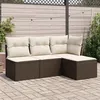 Image de vidaXL Salon de Jardin avec Coussins 4 pcs, Canapés de Patio, Ensemble de Meubles, Mobilier de Terrasse Extérieur, Marron 3217503