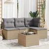 Image de Salon de jardin modulable vidaxl beige resine tressee 4 personnes 62 x 62 x 69 cm 5 pieces