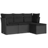 Image de Salon de jardin vidaXL 4 pcs avec coussins noir résine tressée