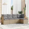 Image de Salon de jardin modulable vidaxl beige 5 pieces 5 personnes 62 x 62 x 69 cm resine tressee