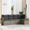 Image de vidaXL Salon de jardin 5 pcs avec coussins gris résine tressée 3217560