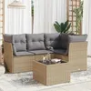 Image de Salon de jardin modulable vidaxl rotin beige 4 personnes 62 x 62 x 69 cm 5 pieces