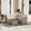 Image de Salon de jardin modulable vidaxl resine tressee 5 personnes 6 pieces 62 x 62 x 69 cm beige