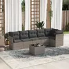 Image de Salon de jardin modulable vidaxl resine tressee gris 7 pieces 55 x 62 x 69 cm 6 personnes