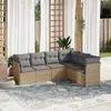 Image de Salon de jardin modulable Vidaxl resine tressee beige 6 pieces 55.0 x 62 x 69 6 personnes