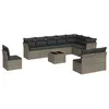 Image de Salon de jardin vidaXL 11 pcs avec coussins gris et beige résine tressée avec table